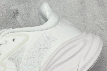 HOKA Clifton 10 Triple White Cushioned Road Running Sneakers