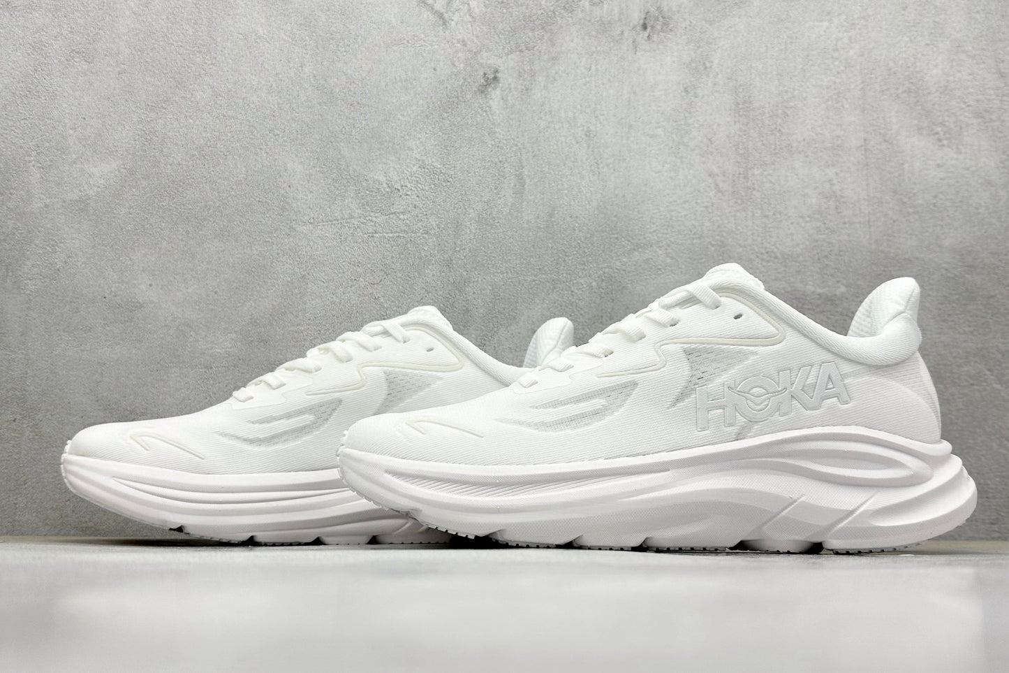 HOKA Clifton 10 Triple White Cushioned Road Running Sneakers