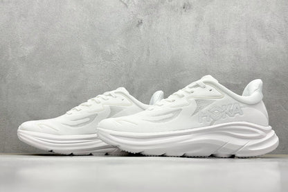 HOKA Clifton 10 Triple White Cushioned Road Running Sneakers