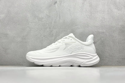 HOKA Clifton 10 Triple White Cushioned Road Running Sneakers