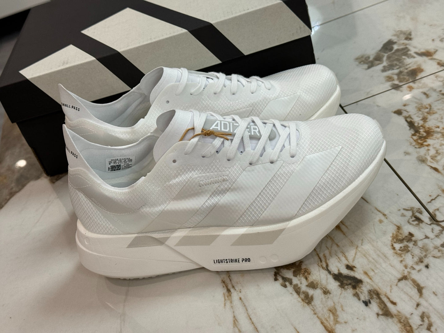 adidas Adizero Adios Pro 4 Running Shoes - Cloud White / Zero Metallic