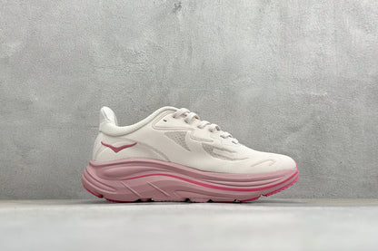 HOKA Clifton 10 Running Shoes Off White Blush Pink Cushioned Athletic Sneakers