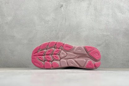 HOKA Clifton 10 Running Shoes Off White Blush Pink Cushioned Athletic Sneakers