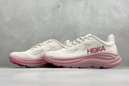 HOKA Clifton 10 Running Shoes Off White Blush Pink Cushioned Athletic Sneakers