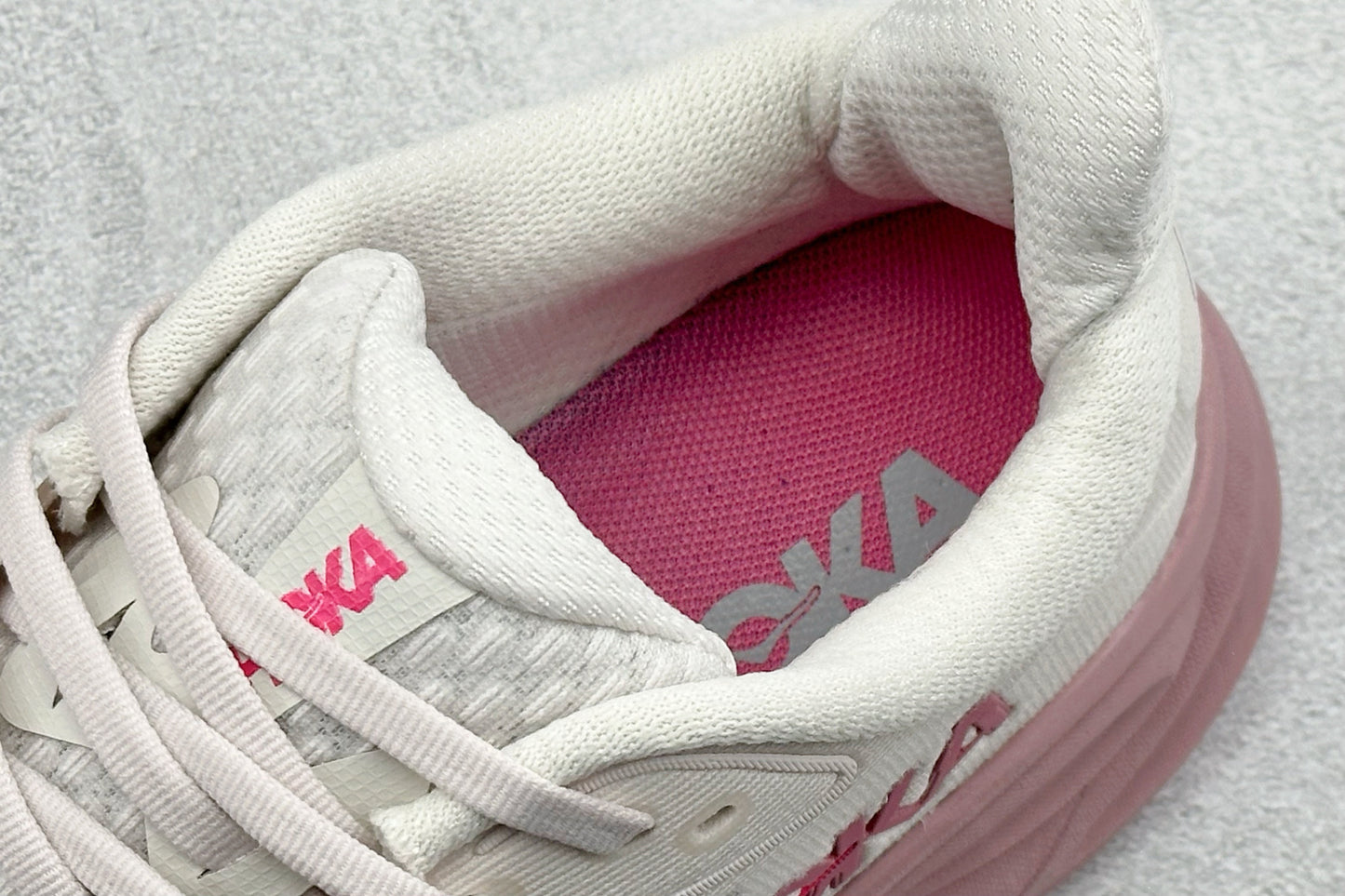 HOKA Clifton 10 Running Shoes Off White Blush Pink Cushioned Athletic Sneakers