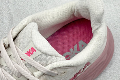 HOKA Clifton 10 Running Shoes Off White Blush Pink Cushioned Athletic Sneakers