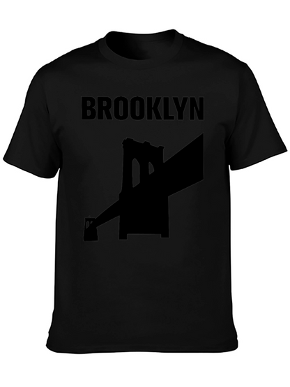 Brooklyn Bridge Graphic Tee - Black Cotton T-Shirt