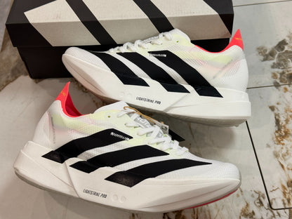 adidas Adizero Adios Pro 4 Running Shoes - Cloud White / Core Black / Silver Metallic