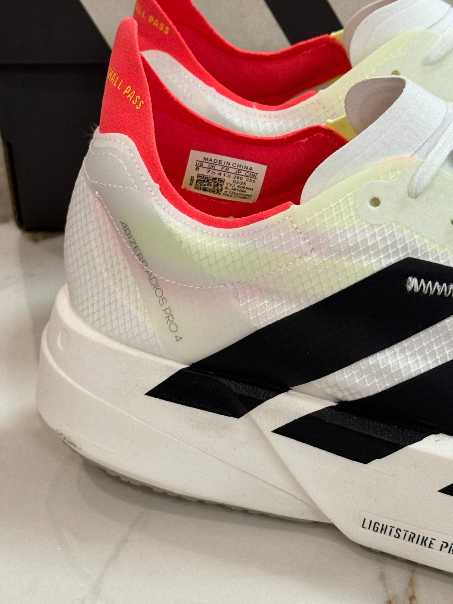 adidas Adizero Adios Pro 4 Running Shoes - Cloud White / Core Black / Silver Metallic