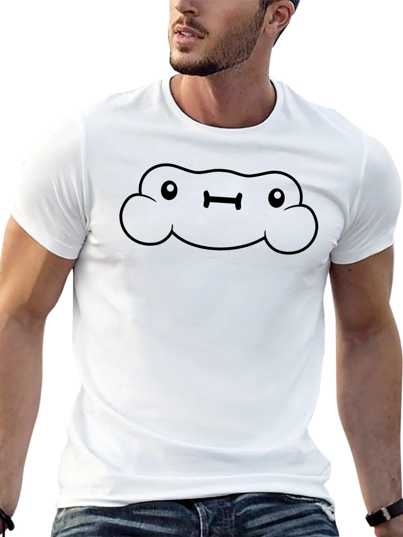 Funny Cloud Face Black T-Shirt - Unisex Cotton Tee