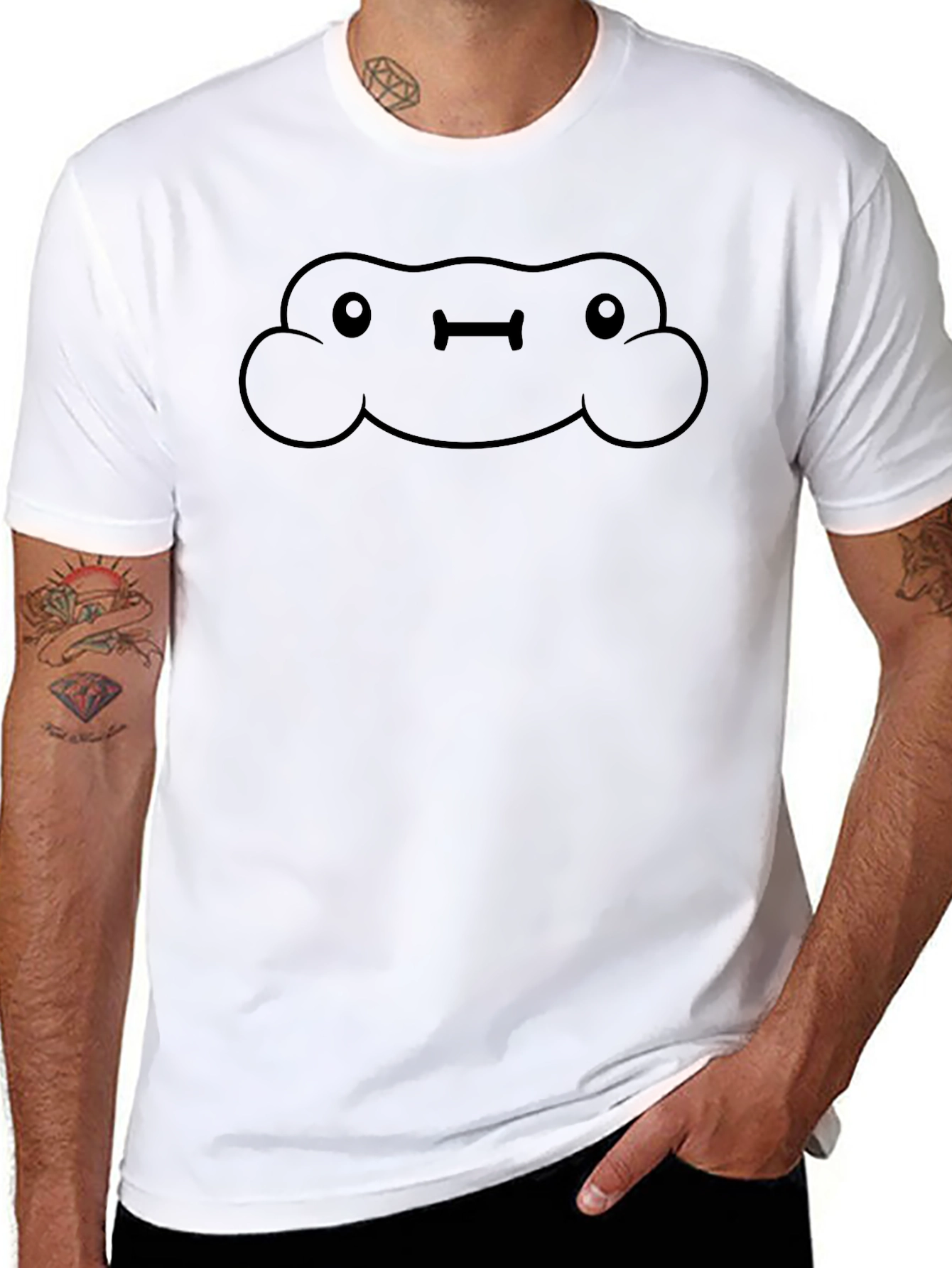 Funny Cloud Face Black T-Shirt - Unisex Cotton Tee
