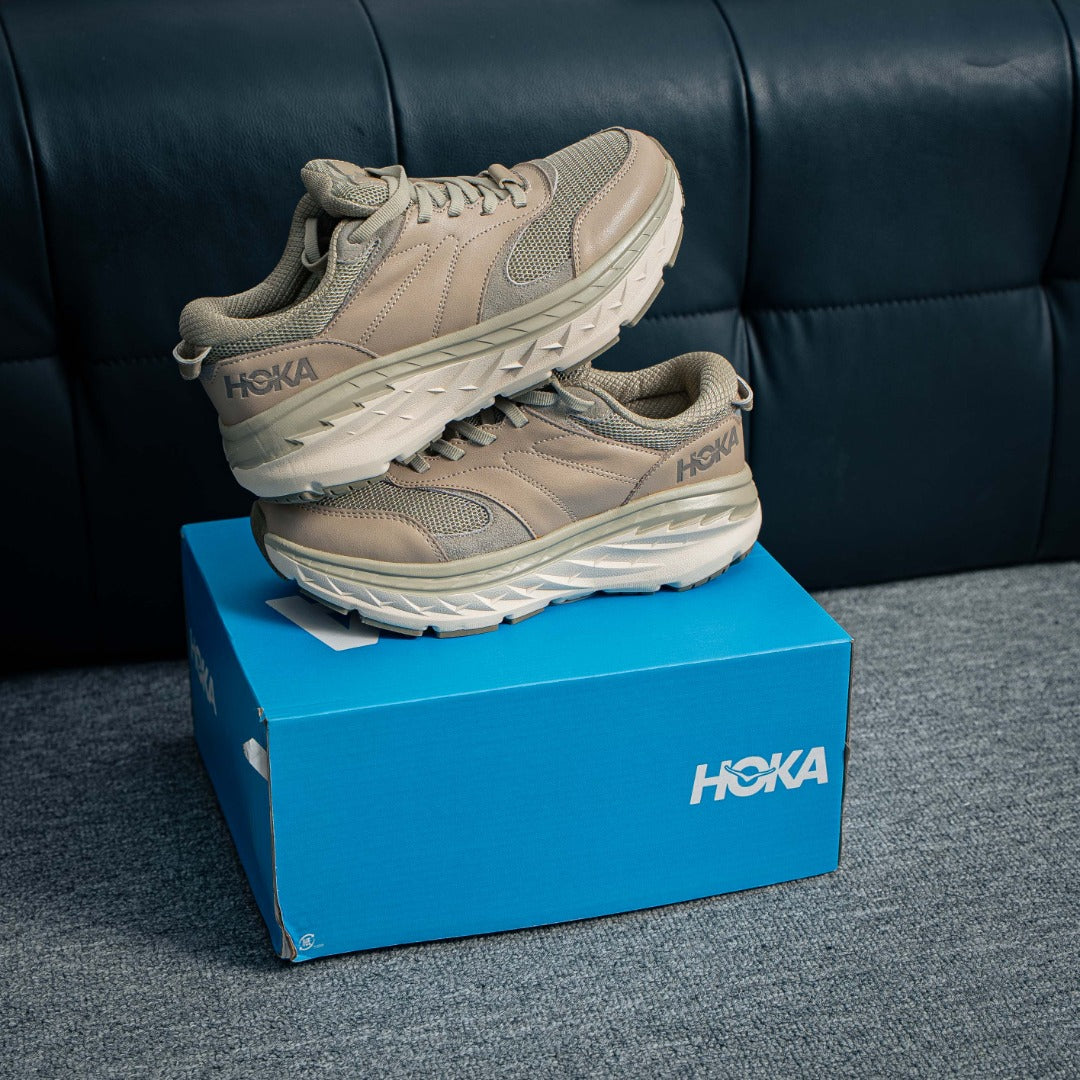 HOKA "Beige" Low-Top Mesh Lifestyle Sneakers
