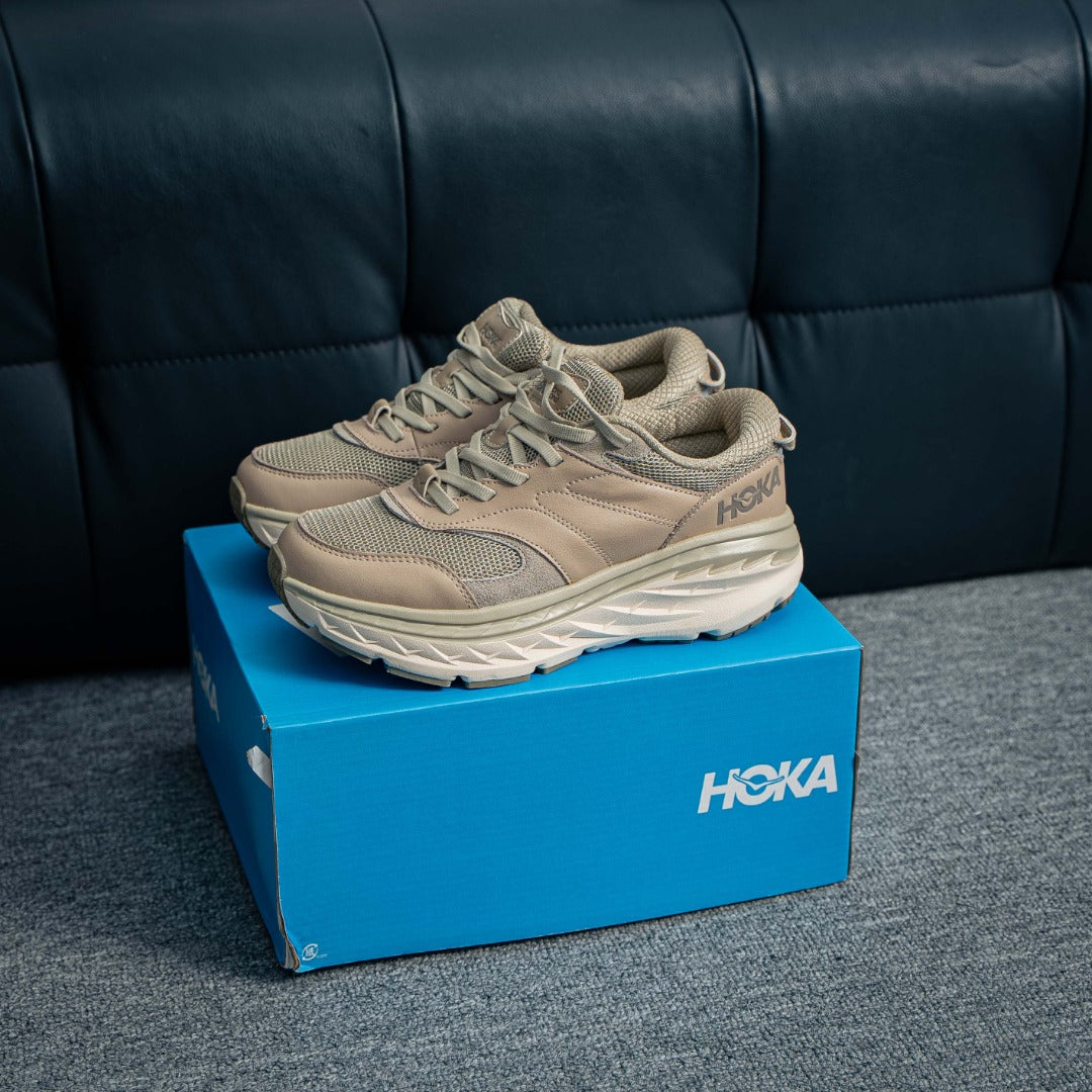 HOKA "Beige" Low-Top Mesh Lifestyle Sneakers