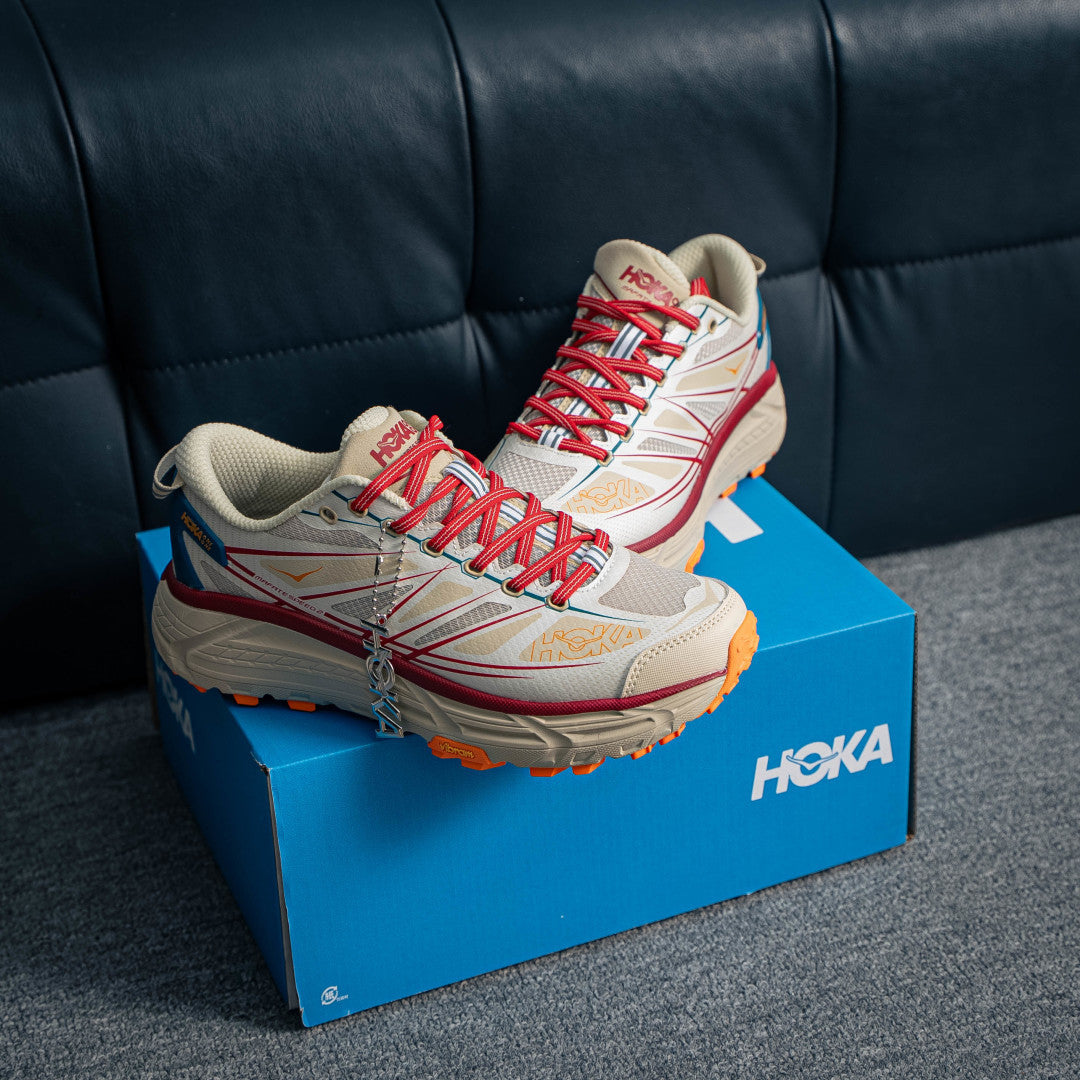 HOKA Mafate Speed 2 "Beige/Red" Low-Top Trail Sneakers