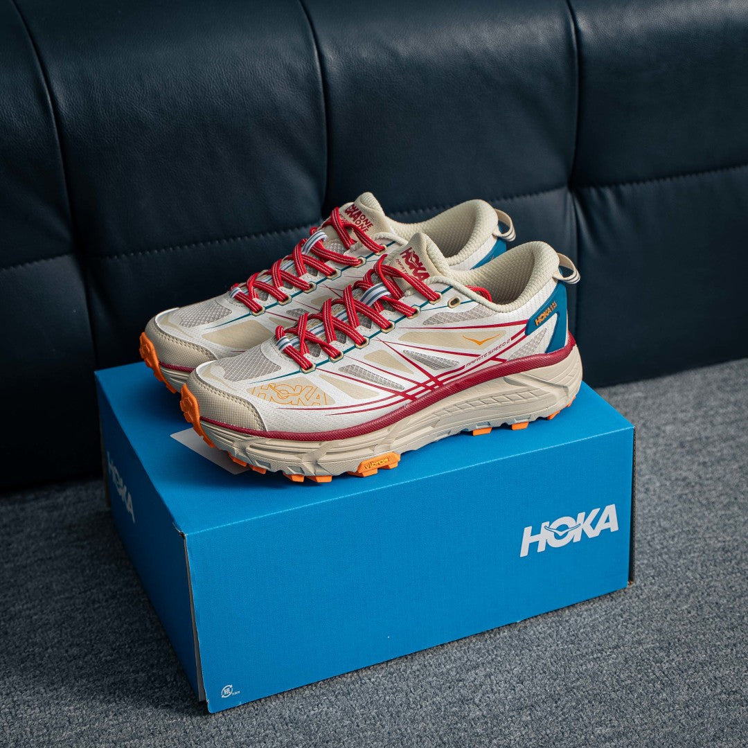 HOKA Mafate Speed 2 "Beige/Red" Low-Top Trail Sneakers