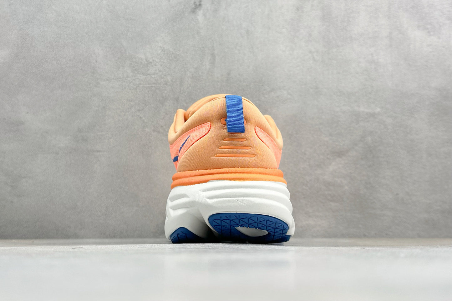 HOKA Bondi 8 Orange Gradient Blue Logo Running Shoes
