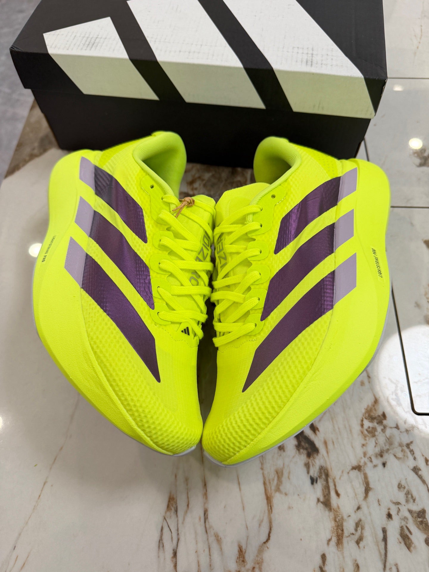 adidas Adizero Evo SL Woven Shoes - Solar Yellow / Aurora Plum