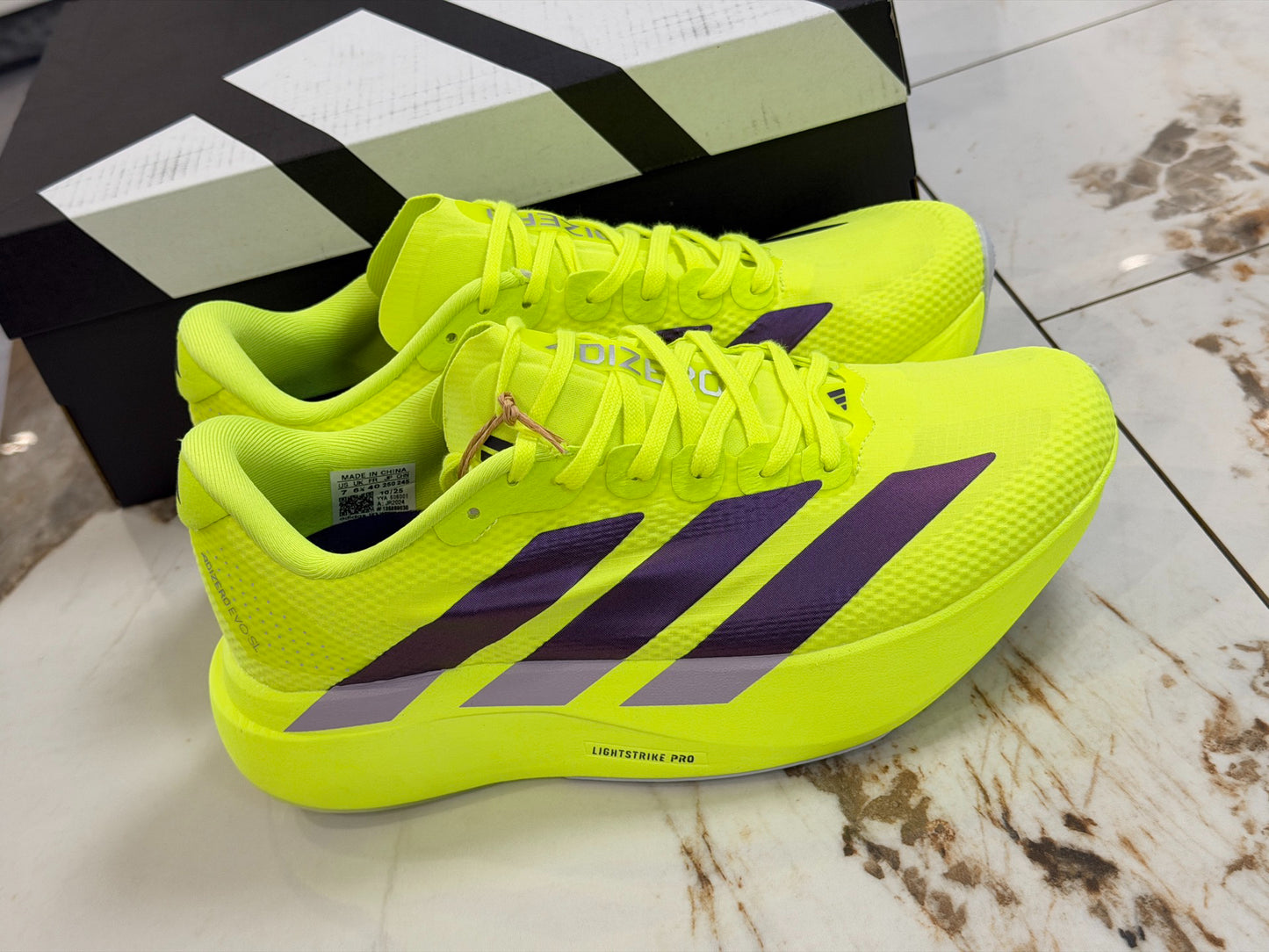 adidas Adizero Evo SL Woven Shoes - Solar Yellow / Aurora Plum