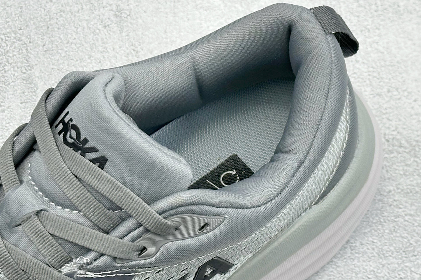 HOKA Bondi 8 White Grey Black Logo Running Sneaker