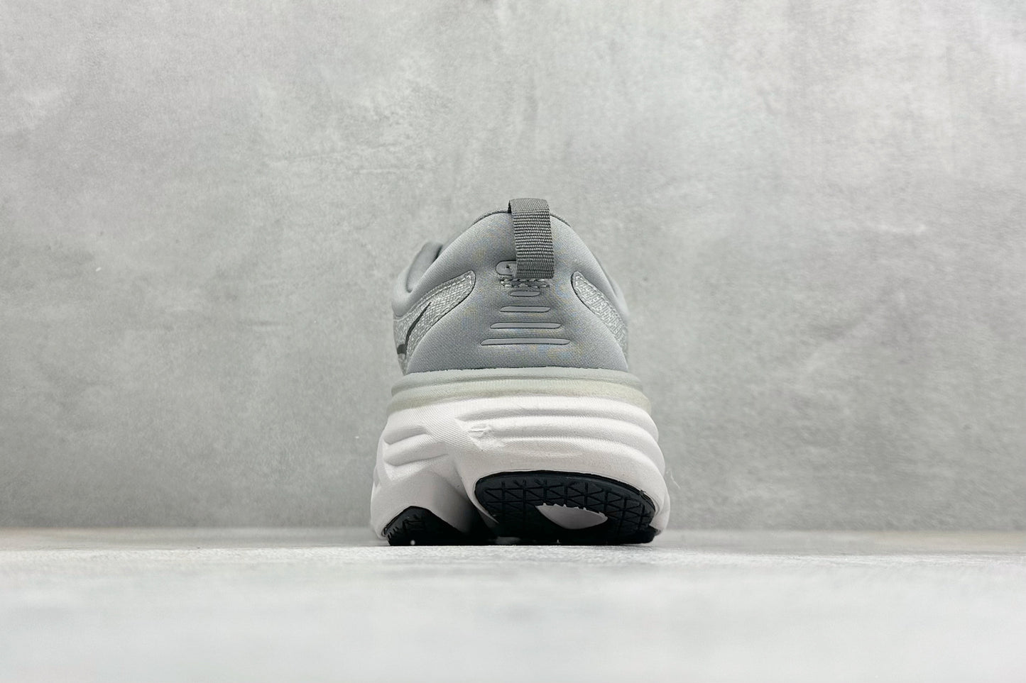 HOKA Bondi 8 White Grey Black Logo Running Sneaker
