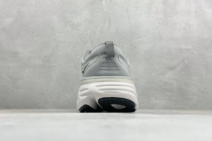 HOKA Bondi 8 White Grey Black Logo Running Sneaker