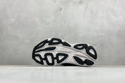 HOKA Bondi 8 White Grey Black Logo Running Sneaker