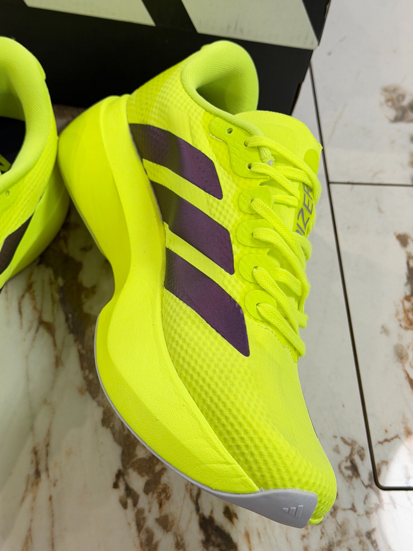 adidas Adizero Evo SL Woven Shoes - Solar Yellow / Aurora Plum