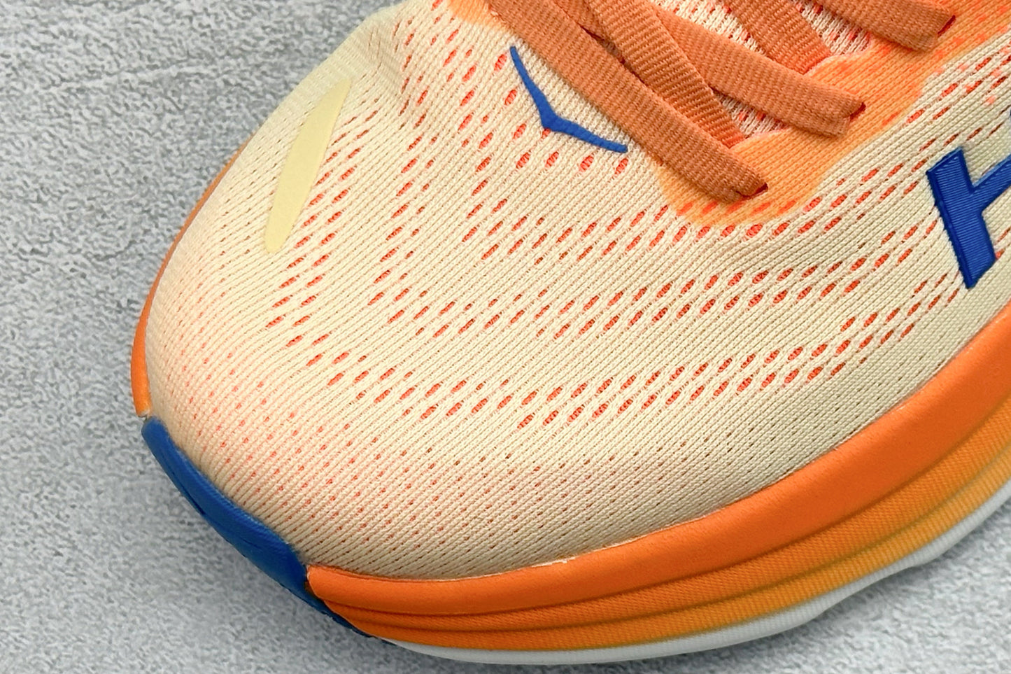 HOKA Bondi 8 Orange Gradient Blue Logo Running Shoes