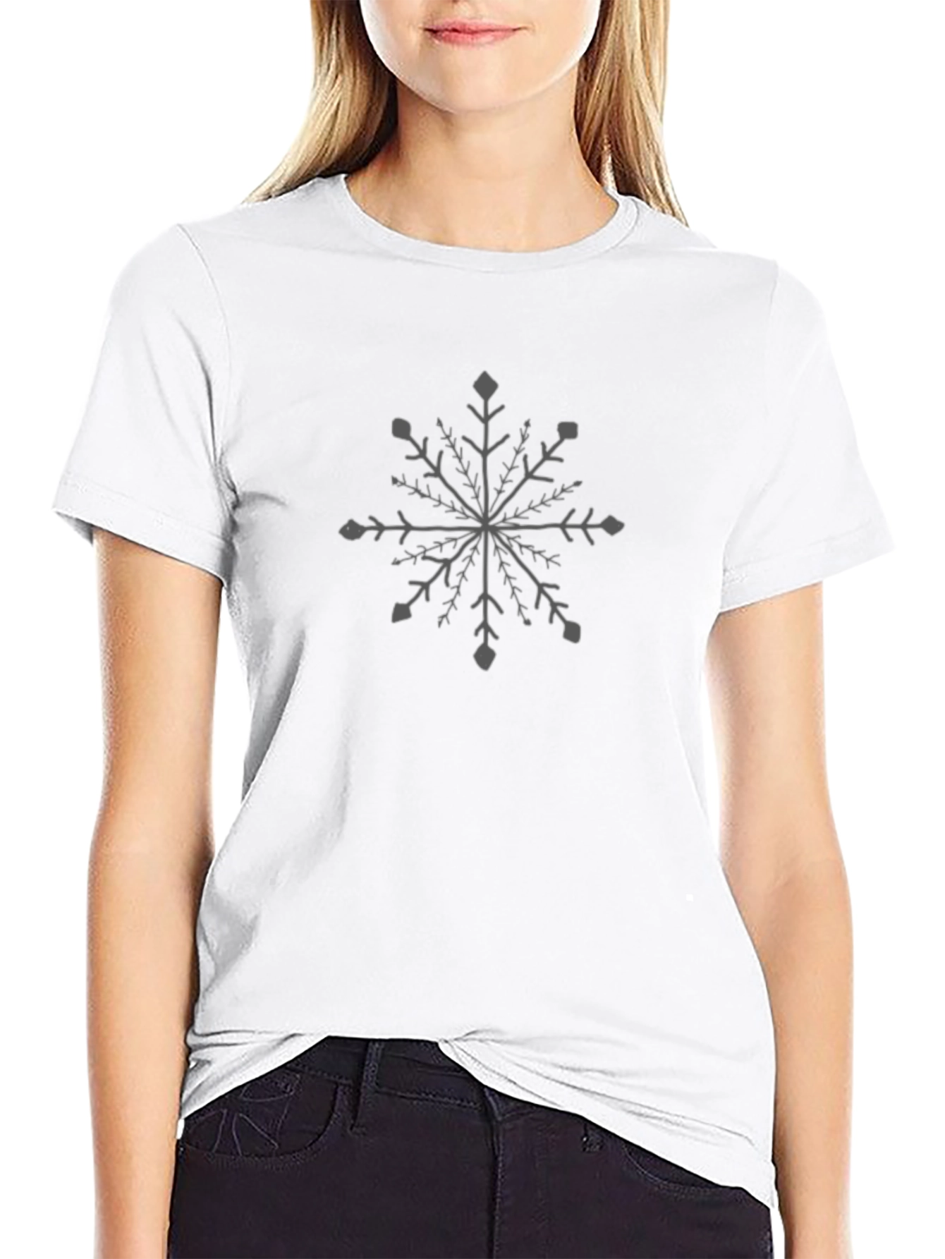 Black Snowflake Graphic Tee - Casual Comfort