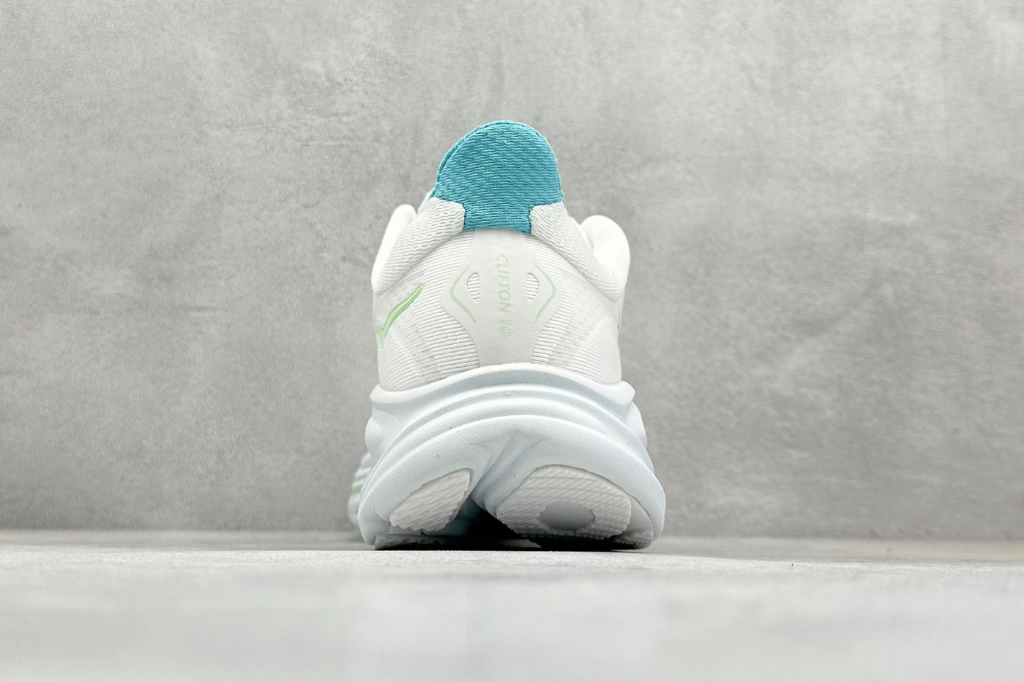 HOKA Clifton 10 Cushioned Road Running Sneakers White Teal