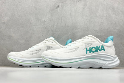 HOKA Clifton 10 Cushioned Road Running Sneakers White Teal