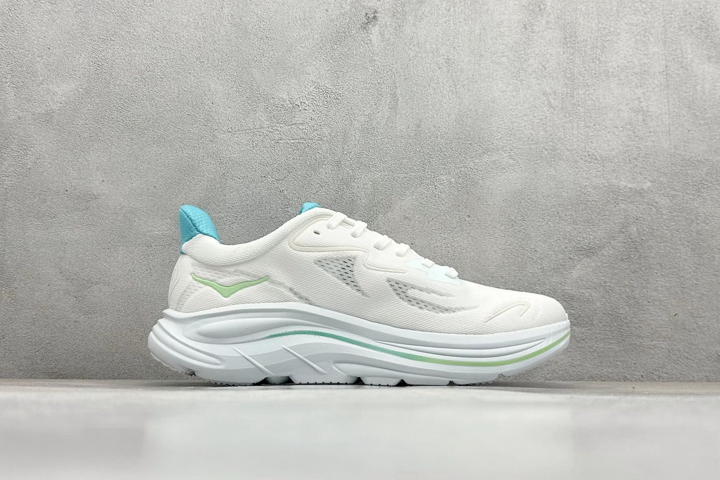 HOKA Clifton 10 Cushioned Road Running Sneakers White Teal
