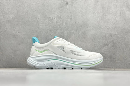HOKA Clifton 10 Cushioned Road Running Sneakers White Teal