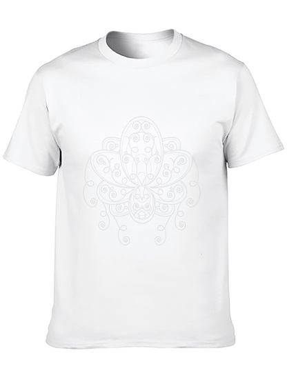 Elegant Black T-Shirt with White Floral Design