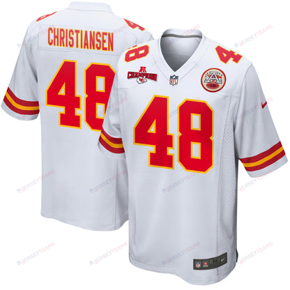 Cole Christiansen 48 Kansas City Chiefs AFC Champions Patch Game Men Jersey - White
