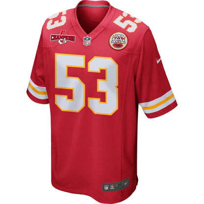 BJ Thompson 53 Kansas City Chiefs AFC Champions Patch Game Men Jersey - Red