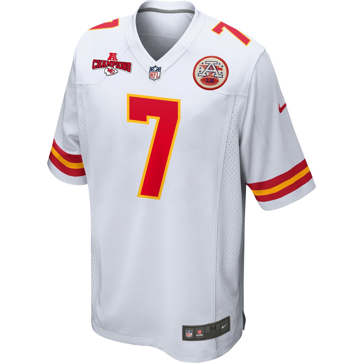 Harrison Butker 7 Kansas City Chiefs AFC Champions Patch Game Men Jersey - White