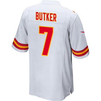 Harrison Butker 7 Kansas City Chiefs AFC Champions Patch Game Men Jersey - White