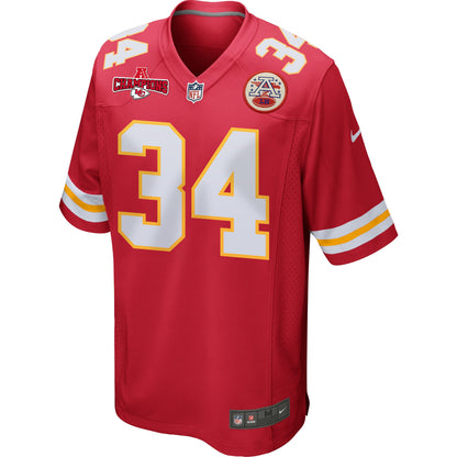 Deneric Prince 34 Kansas City Chiefs AFC Champions Patch Game Men Jersey - Red