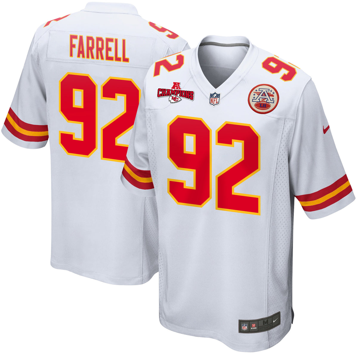 Neil Farrell 92 Kansas City Chiefs AFC Champions Patch Game Men Jersey - White