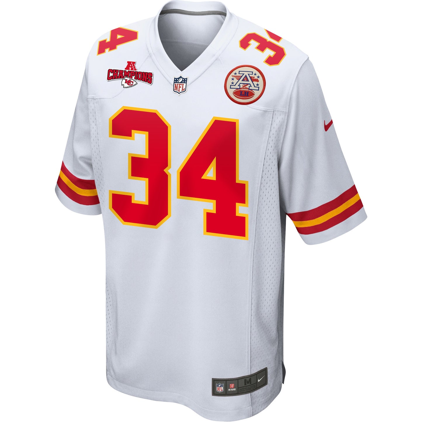 Deneric Prince 34 Kansas City Chiefs AFC Champions Patch Game Men Jersey - White
