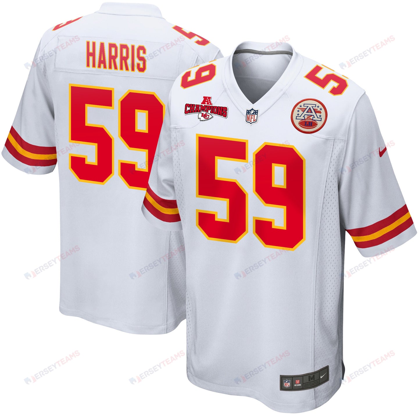 Darius Harris 59 Kansas City Chiefs AFC Champions Patch Game Men Jersey - White
