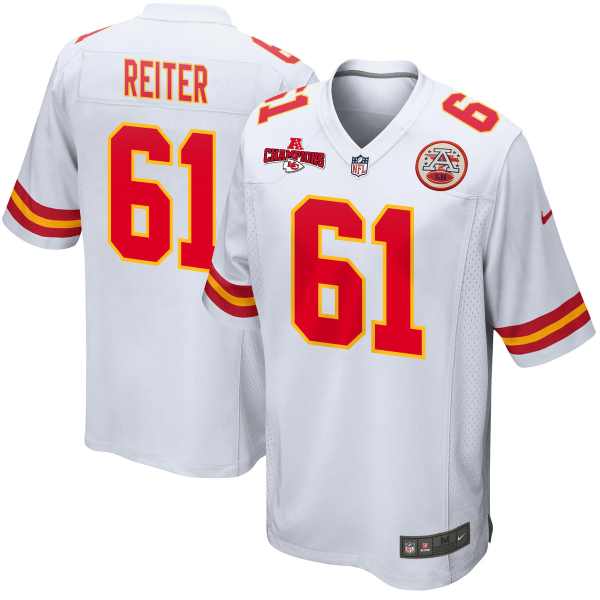 Austin Reiter 61 Kansas City Chiefs AFC Champions Patch Game Men Jersey - White