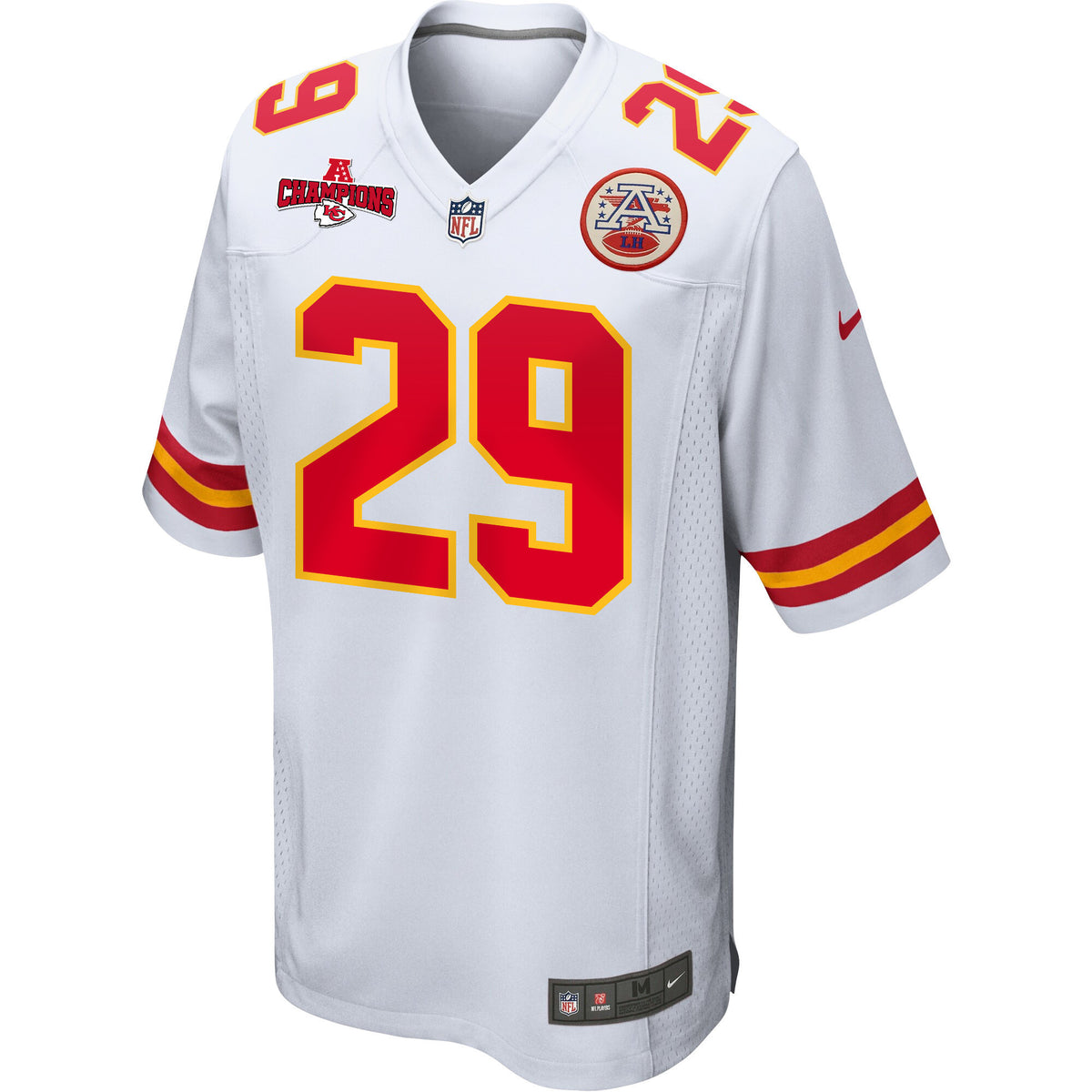 La'Mical Perine 29 Kansas City Chiefs AFC Champions Patch Game Men Jersey - White