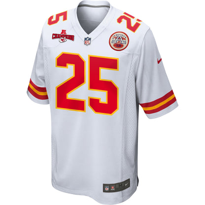 Clyde Edwards-Helaire 25 Kansas City Chiefs AFC Champions Patch Game Men Jersey - White