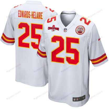 Clyde Edwards-Helaire 25 Kansas City Chiefs AFC Champions Patch Game Men Jersey - White