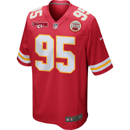 Chris Jones 95 Kansas City Chiefs AFC Champions Patch Game Men Jersey - Red