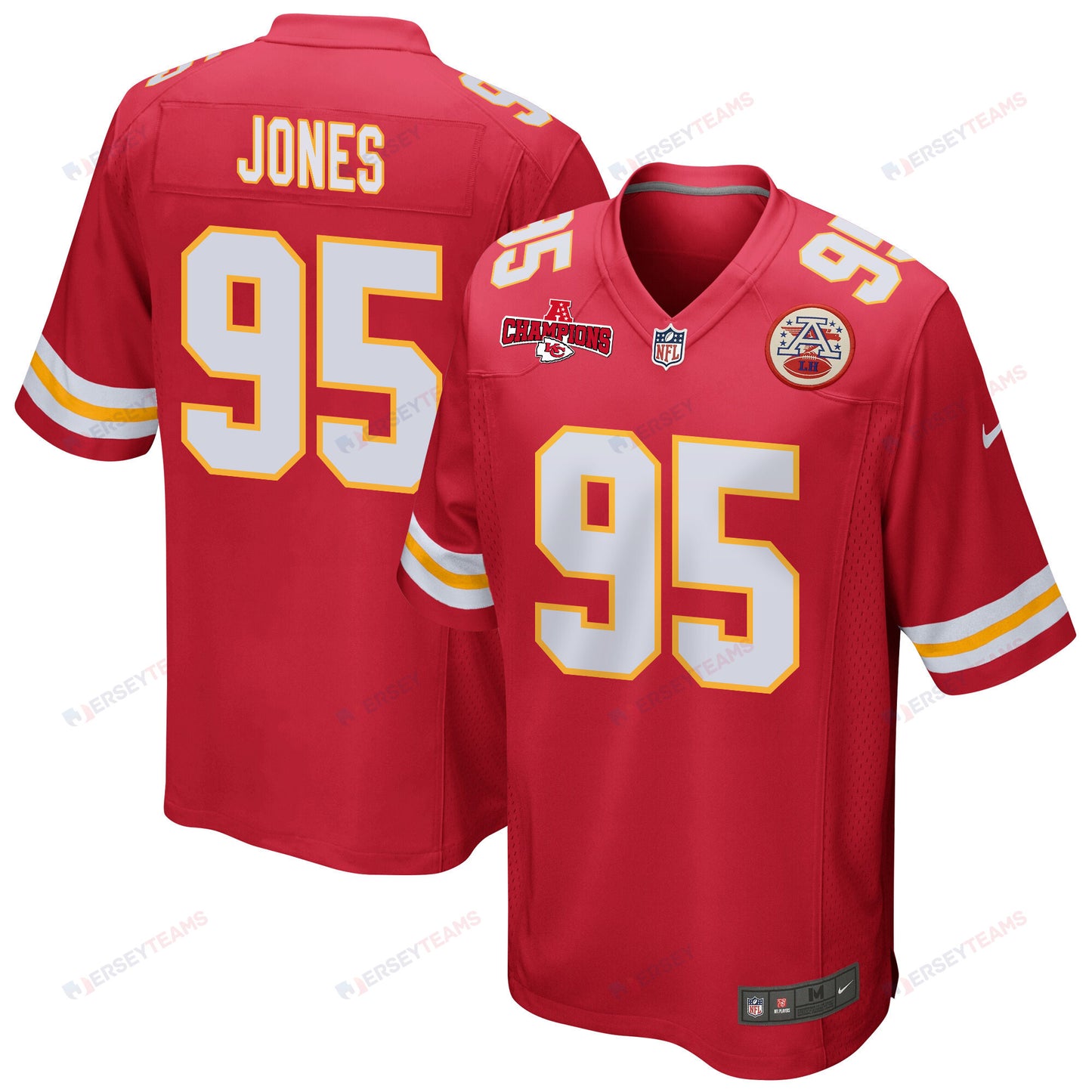 Chris Jones 95 Kansas City Chiefs AFC Champions Patch Game Men Jersey - Red