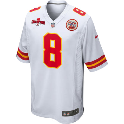 Justyn Ross 8 Kansas City Chiefs AFC Champions Patch Game Men Jersey - White