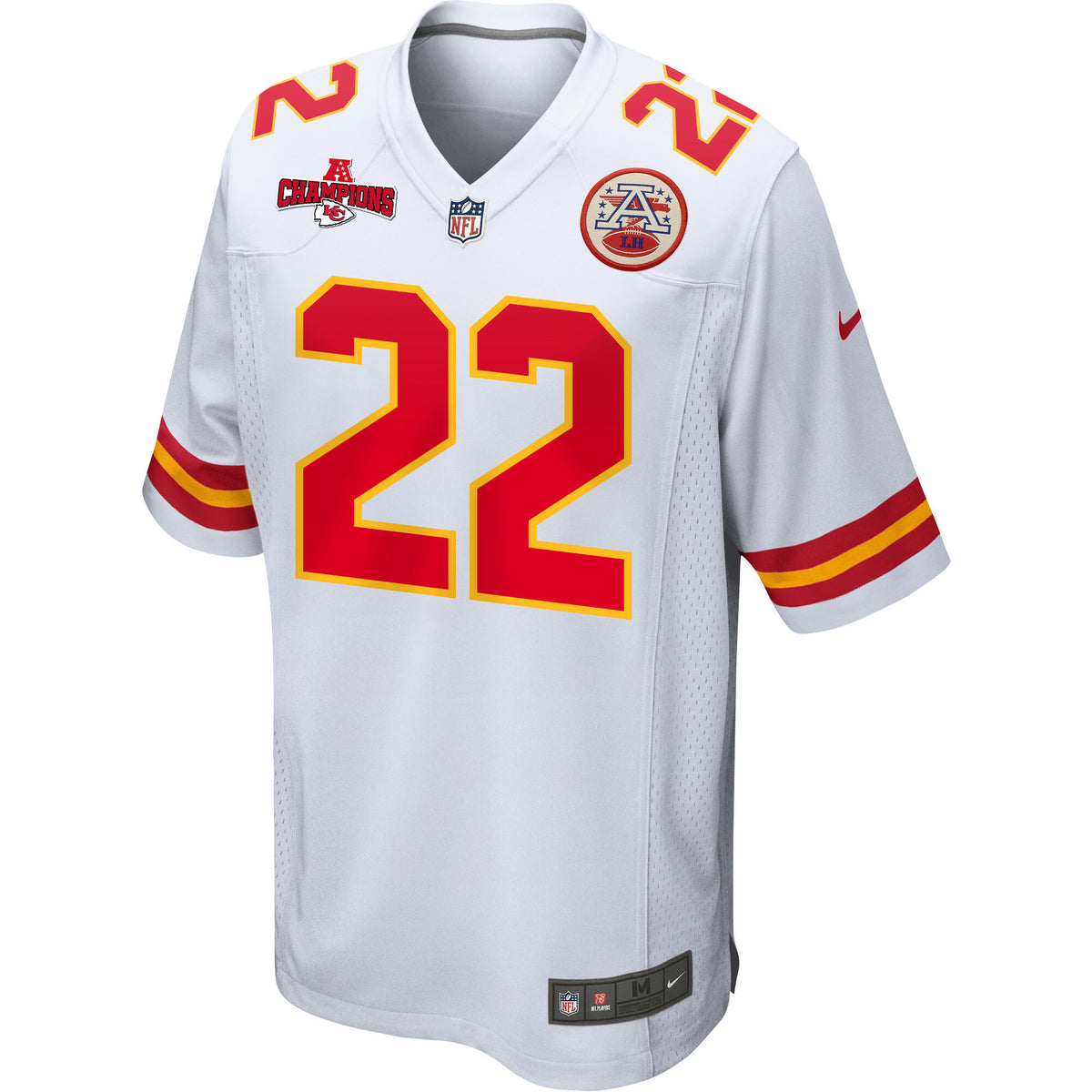 Trent McDuffie 22 Kansas City Chiefs AFC Champions Patch Game Men Jersey - White